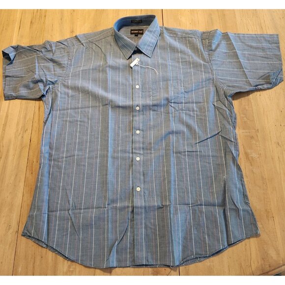 Botany 500 Shirt Vintage Button Down Short Sleeve Blue Pinstriped‎ 17.5 NEW NWT - Picture 2 of 11